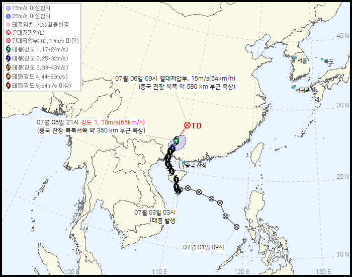 제 10호 태풍 마이삭(MAYSAK) 발생 경로